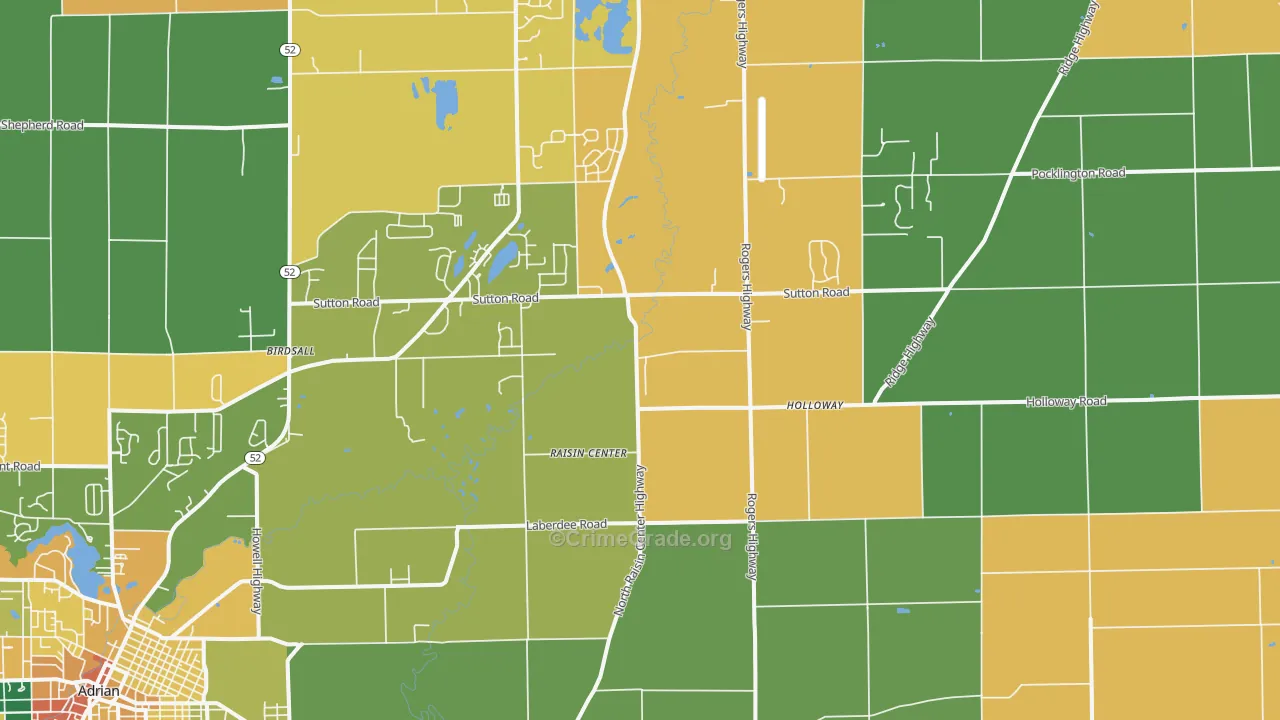 Holloway, MI Map of Burglary Rates
