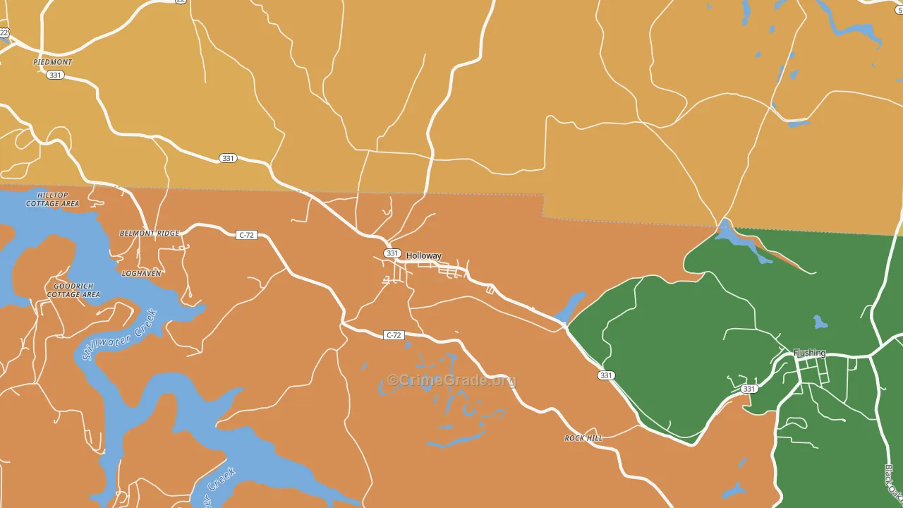 Holloway, OH Map of Burglary Rates