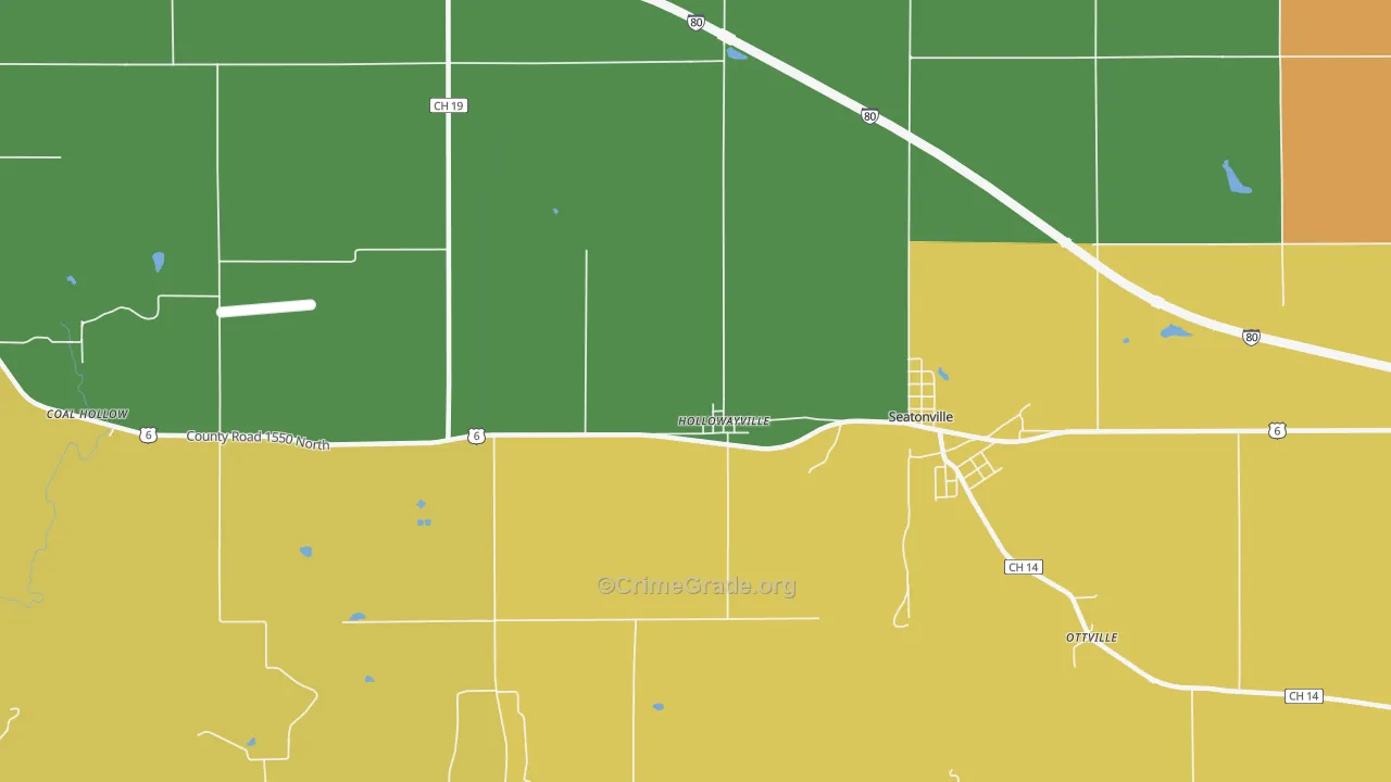 Hollowayville, IL Map of Burglary Rates