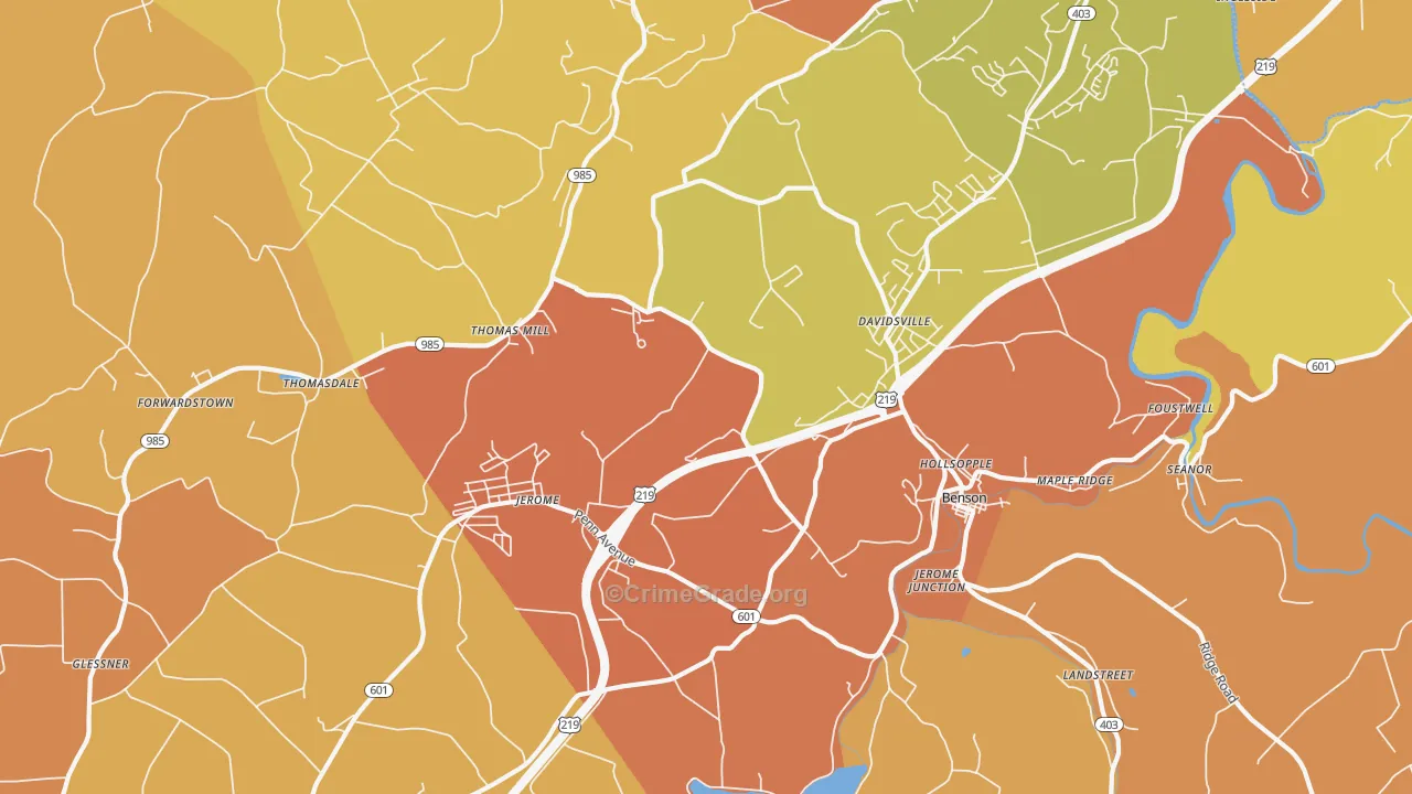 Hollsopple, PA Map of Burglary Rates