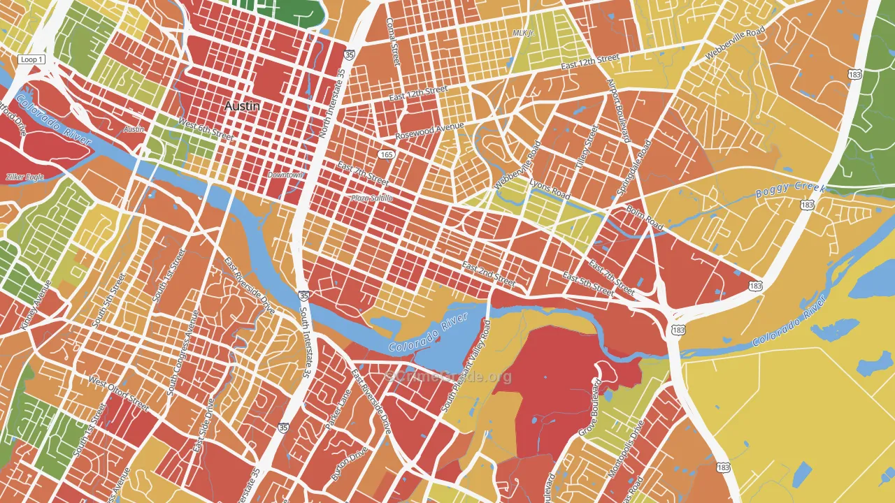 Holly, Austin, TX Map of Burglary Rates