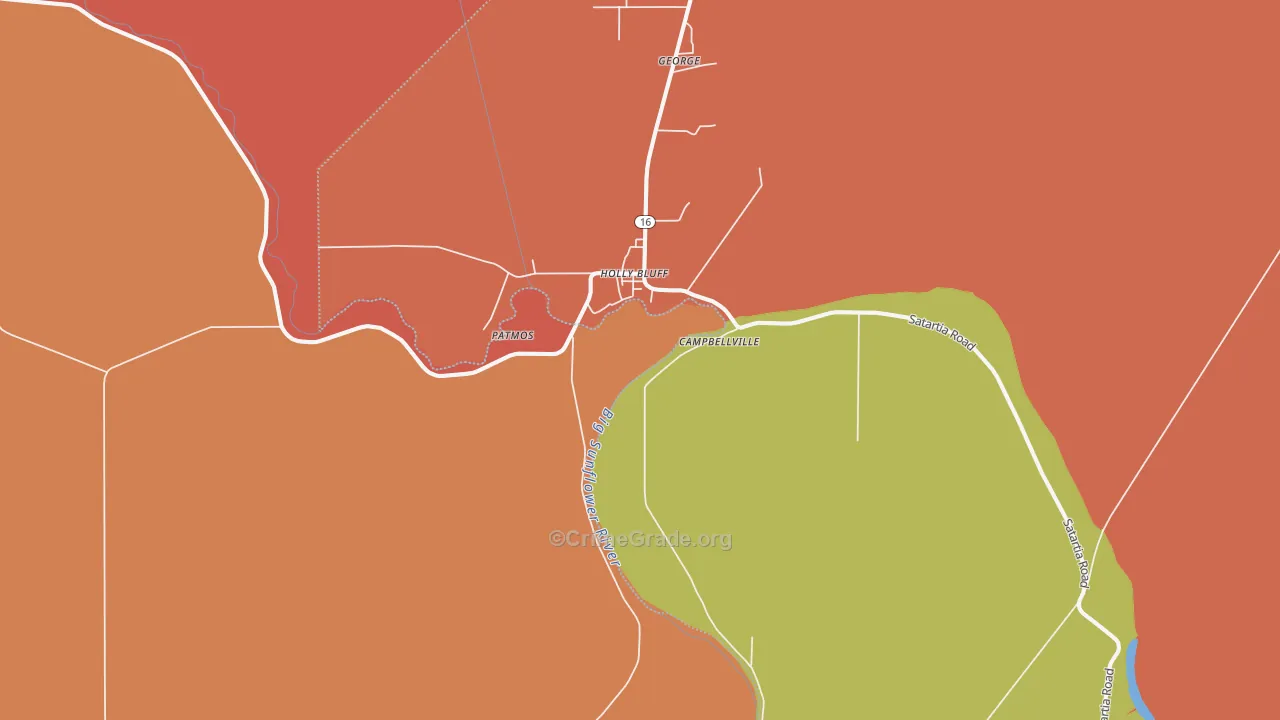 Holly Bluff, MS Map of Burglary Rates