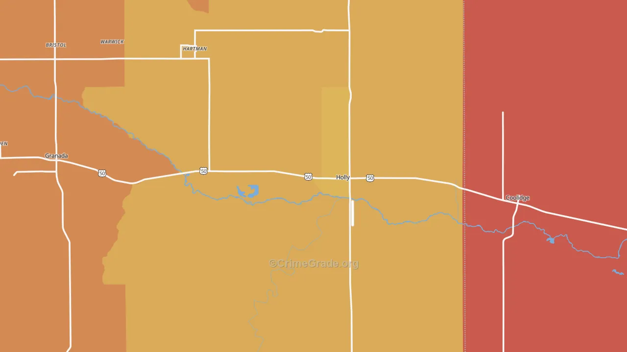 Holly, CO Map of Burglary Rates
