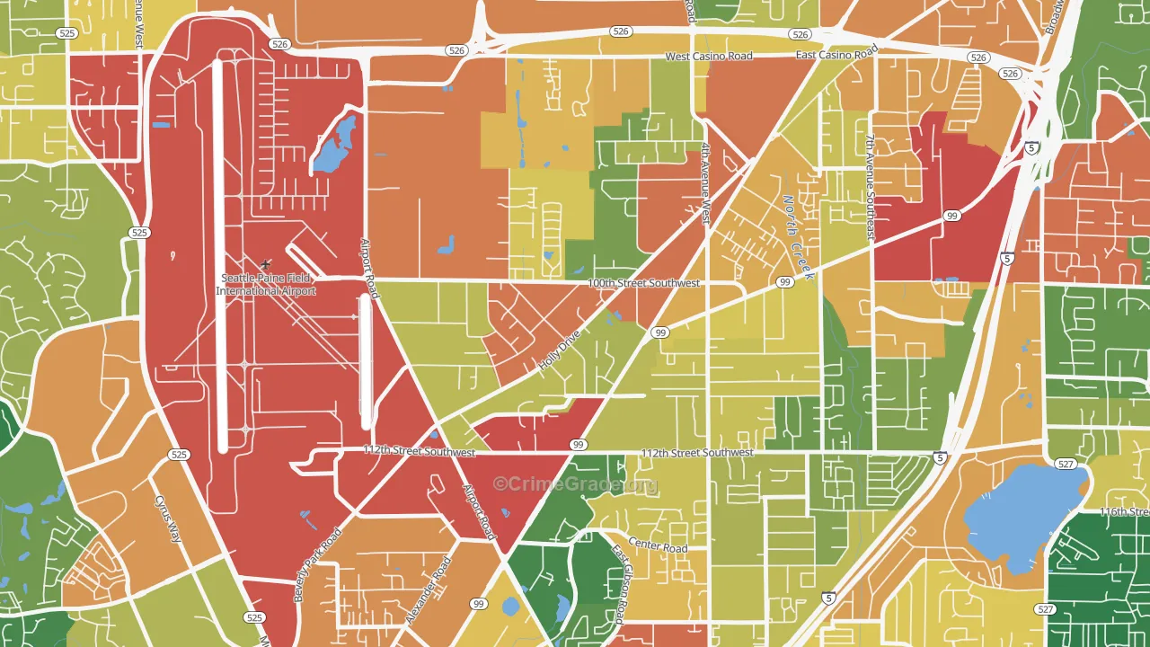 Holly, Everett, WA Map of Burglary Rates
