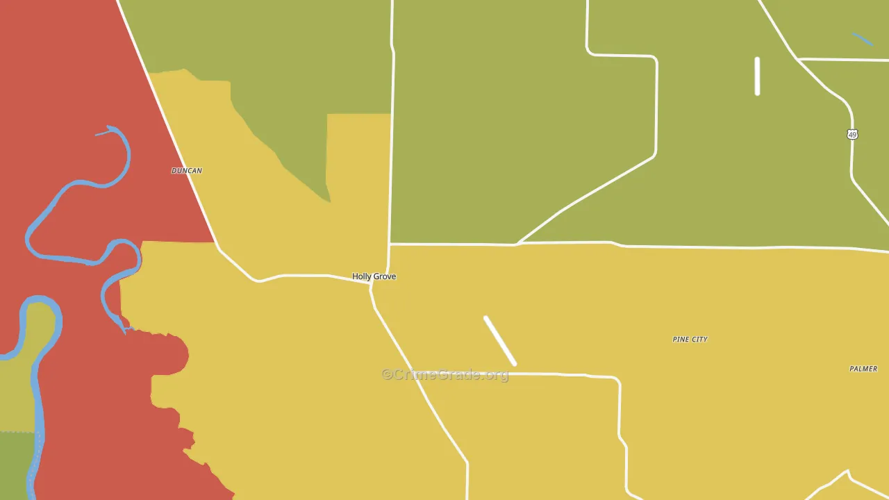Holly Grove, AR Map of Burglary Rates