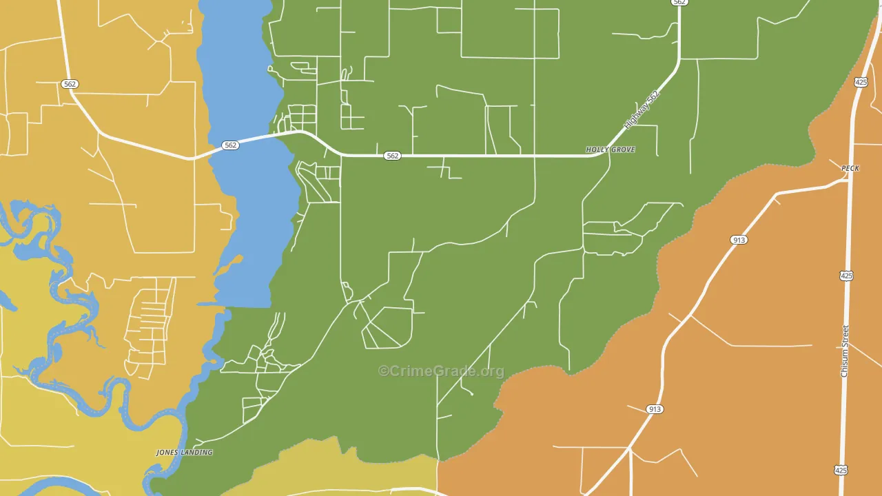 Holly Grove, LA Map of Burglary Rates