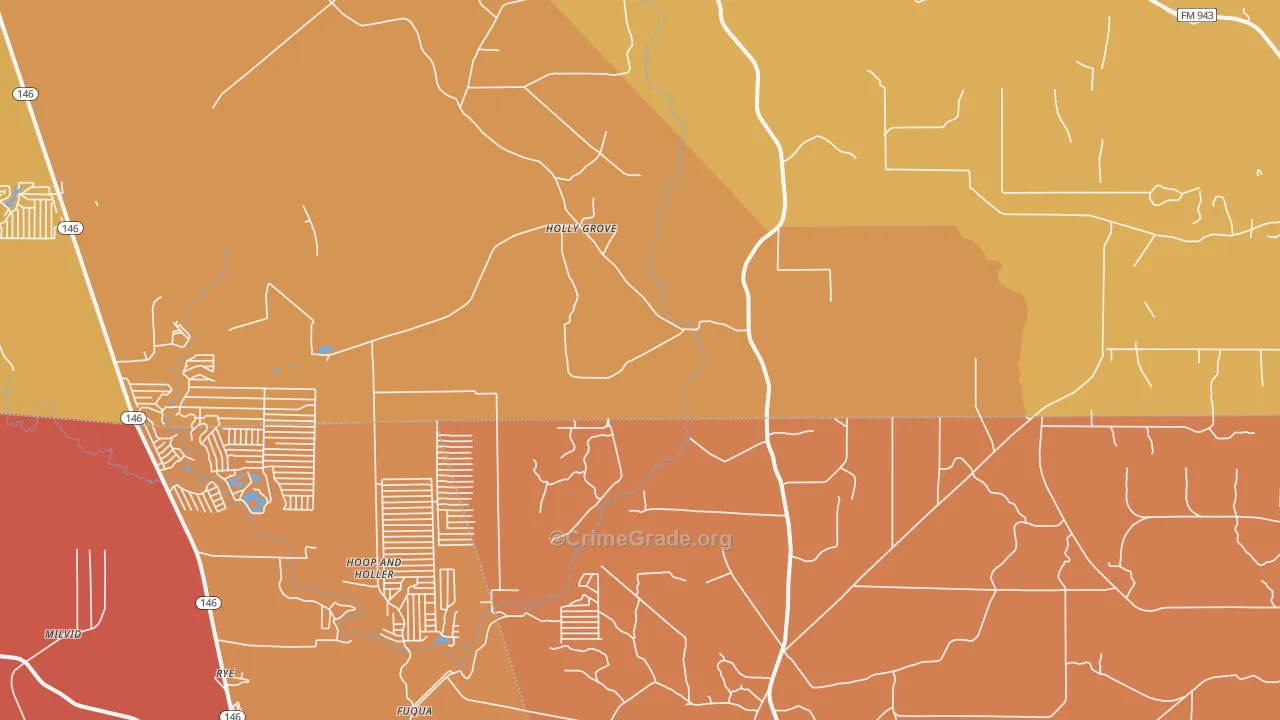 Holly Grove, TX Map of Burglary Rates
