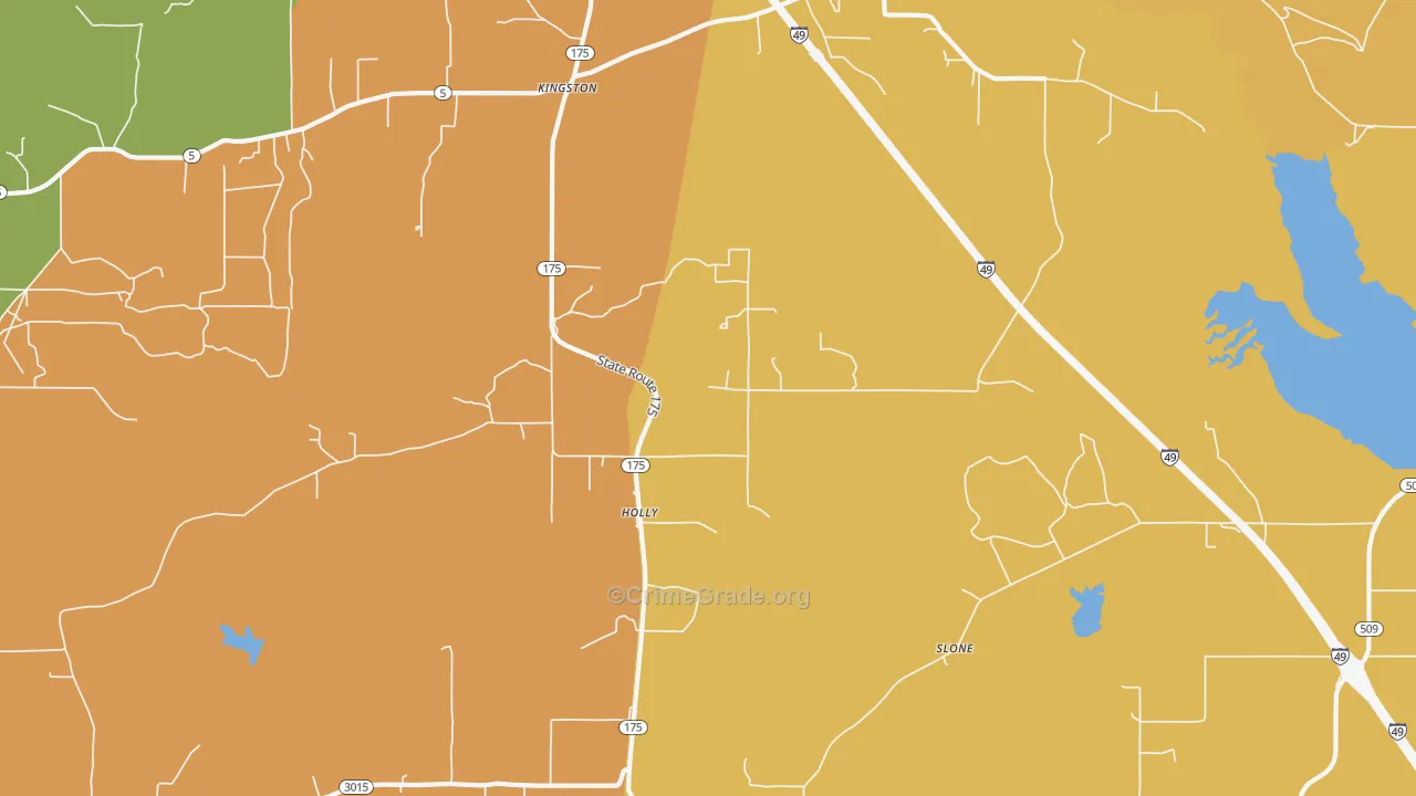 Holly, LA Map of Burglary Rates