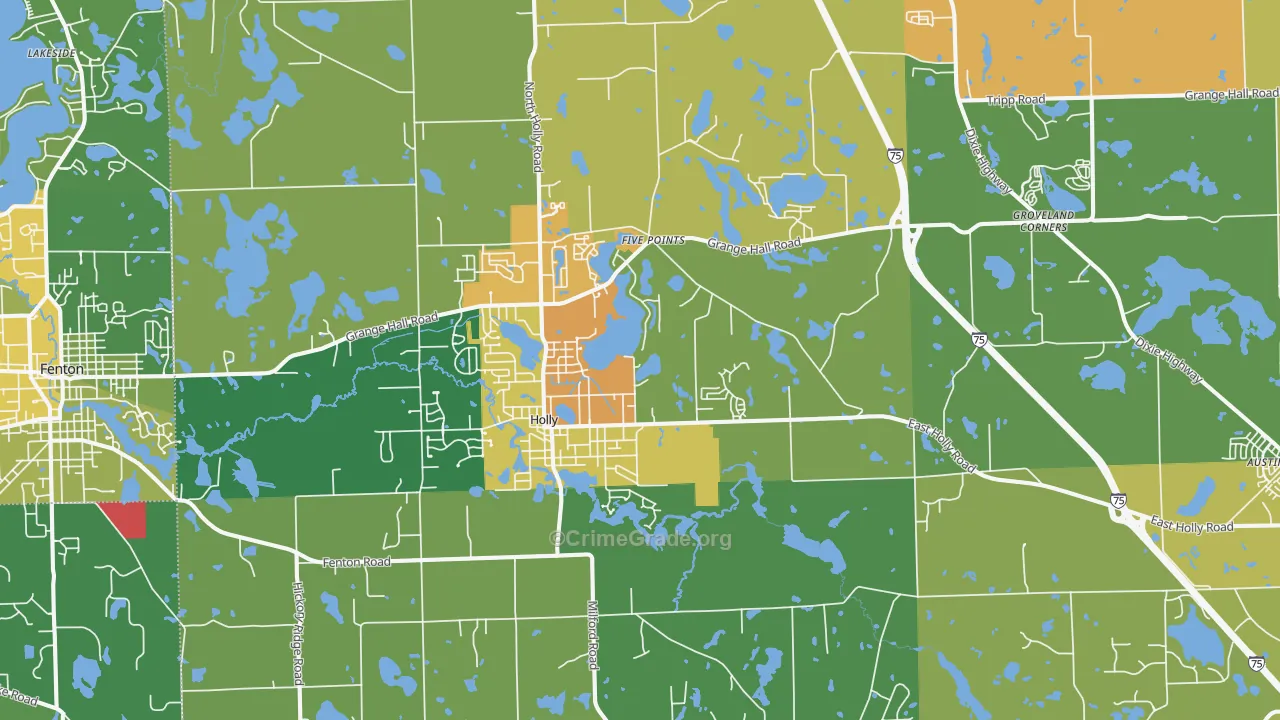 Holly, MI Map of Burglary Rates