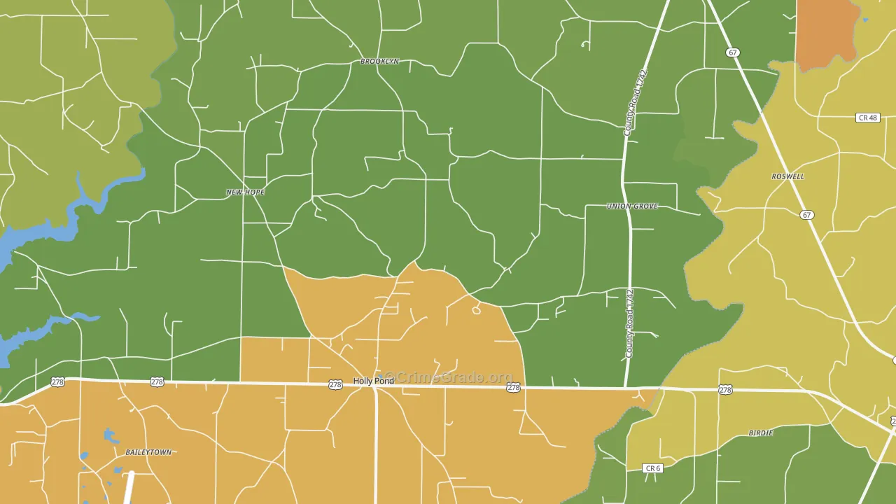 Holly Pond, AL Map of Burglary Rates
