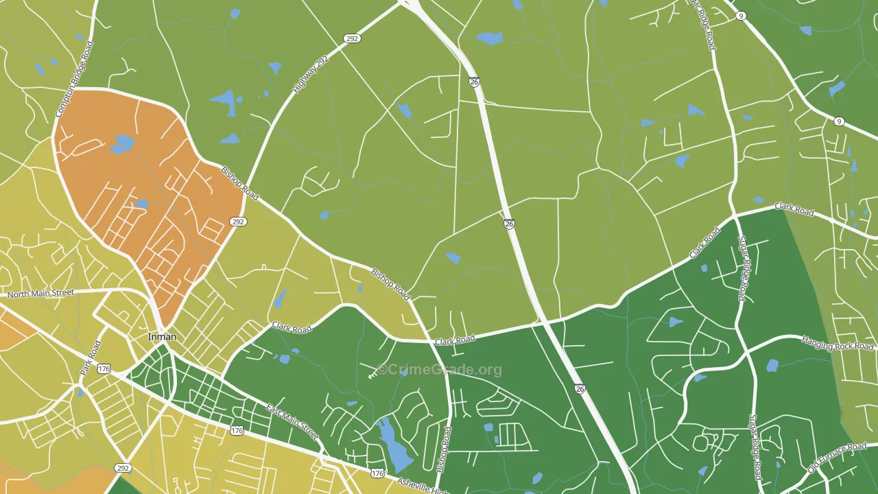 Holly Springs, SC Map of Burglary Rates