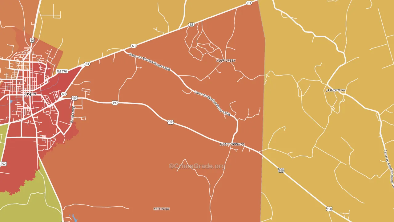 Holly Springs, TX Map of Burglary Rates