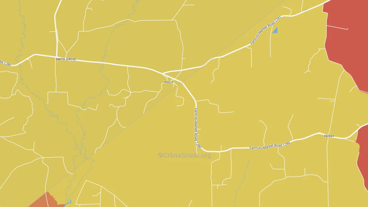 Holly, TX Map of Burglary Rates