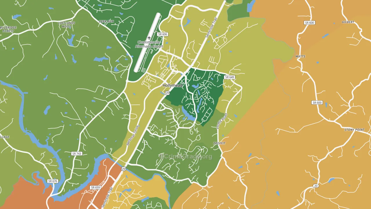 Hollymead, VA Map of Burglary Rates
