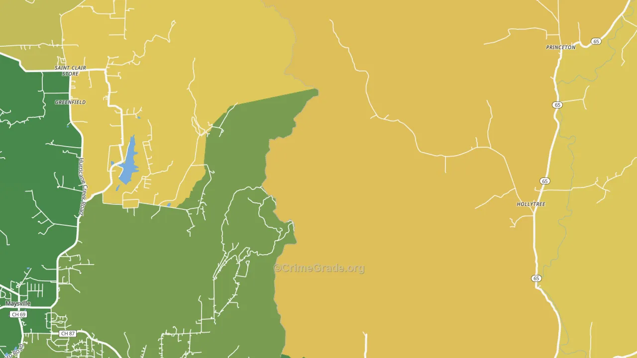 Hollytree, AL Map of Burglary Rates