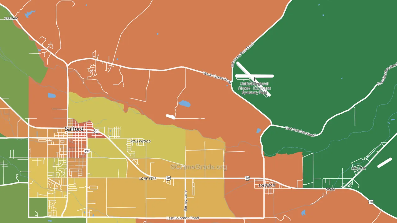Hollywood, AZ Map of Burglary Rates