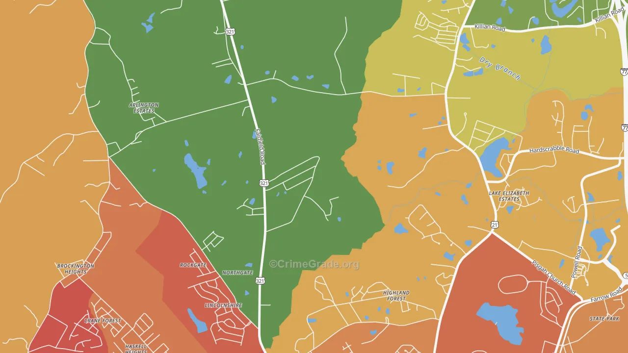 Hollywood Hills, SC Map of Burglary Rates