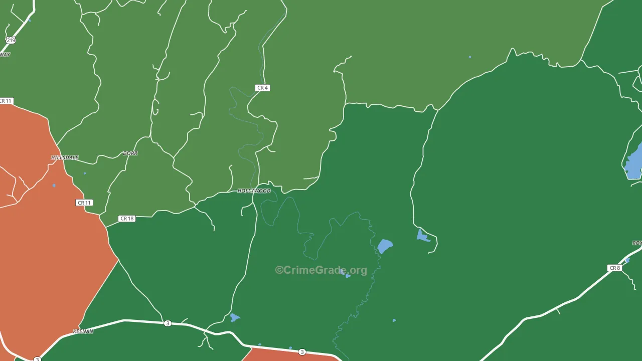 Hollywood, WV Map of Burglary Rates
