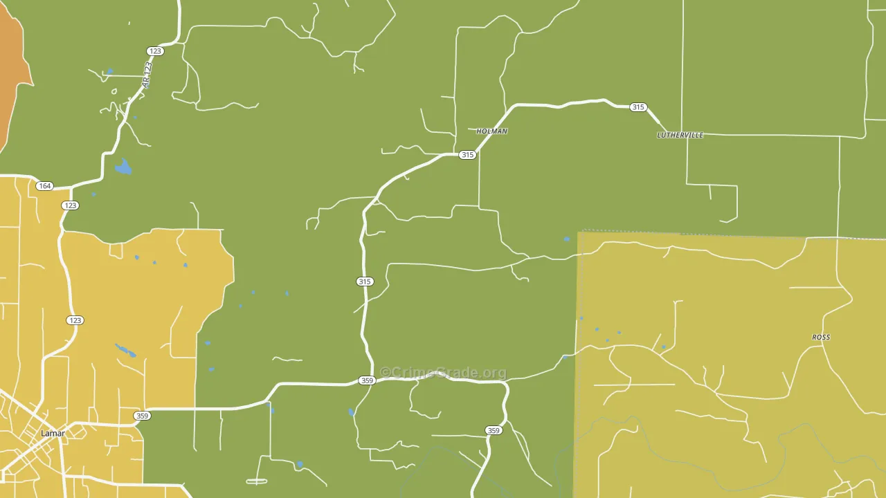 Holman, AR Map of Burglary Rates