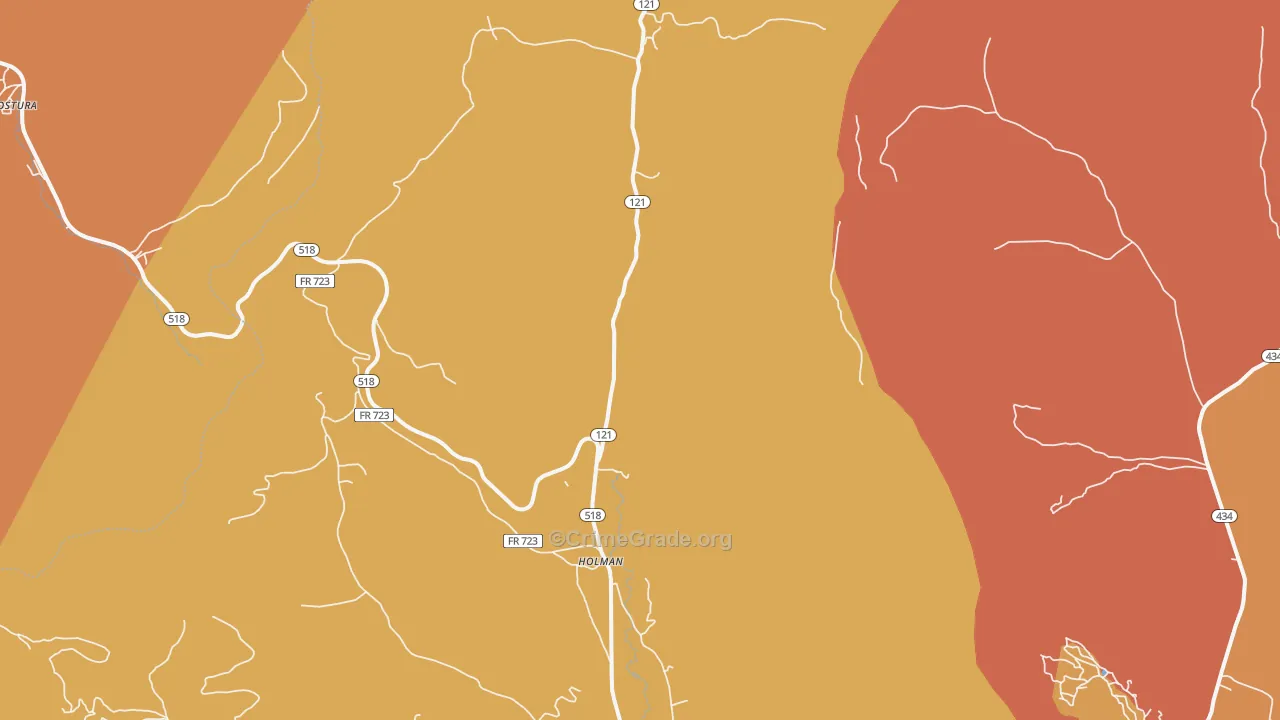 Holman, NM Map of Burglary Rates