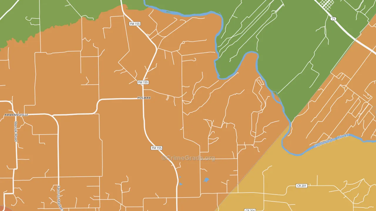 Holman, TX Map of Burglary Rates
