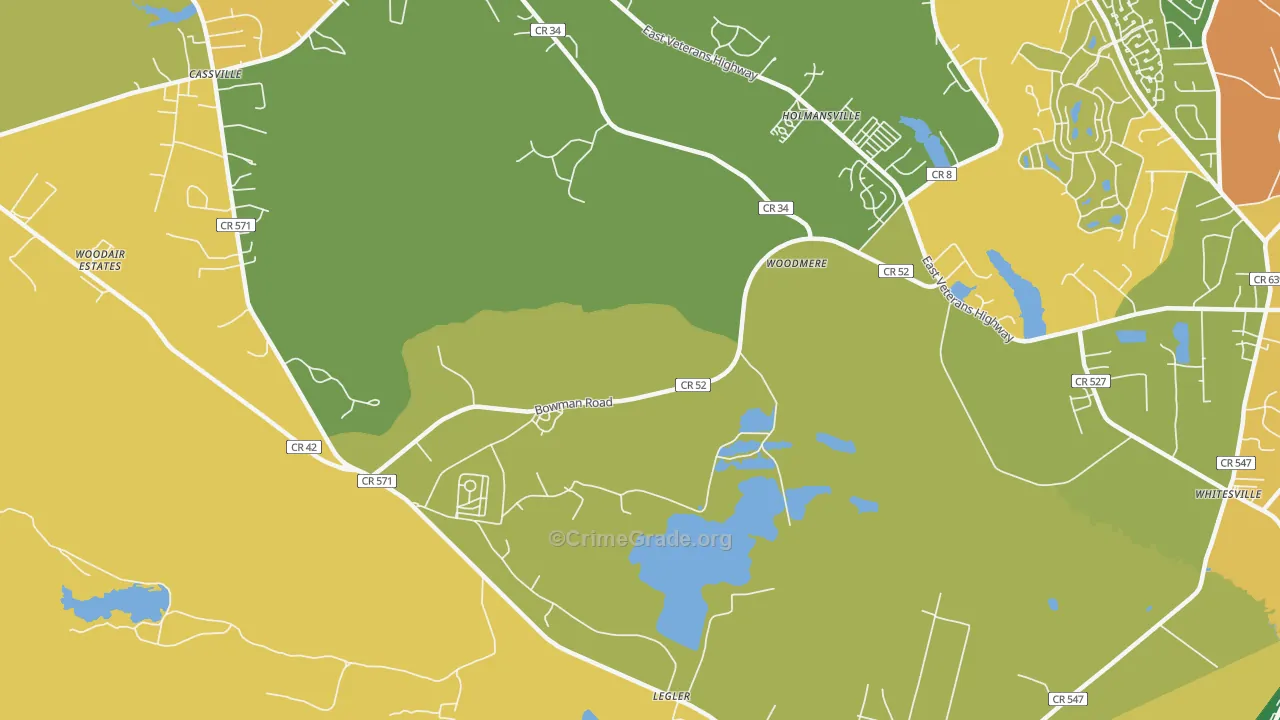 Holmansville, NJ Map of Burglary Rates