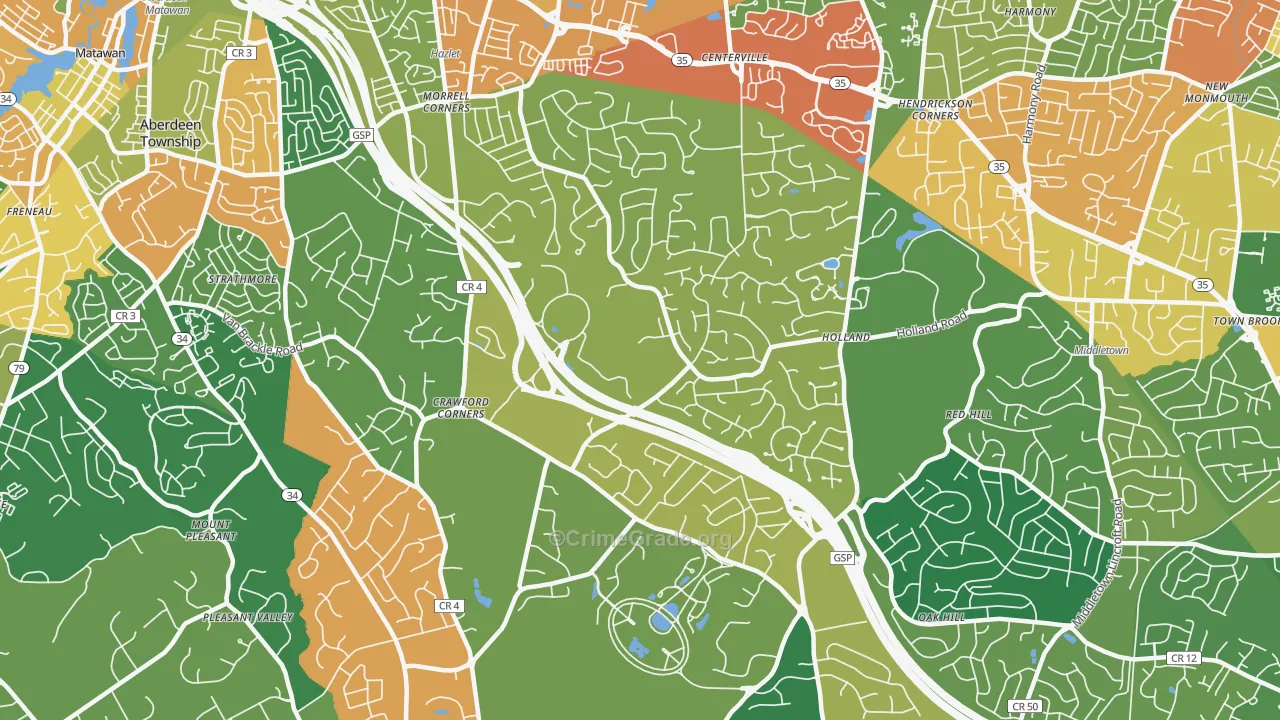 Holmdel, NJ Map of Burglary Rates