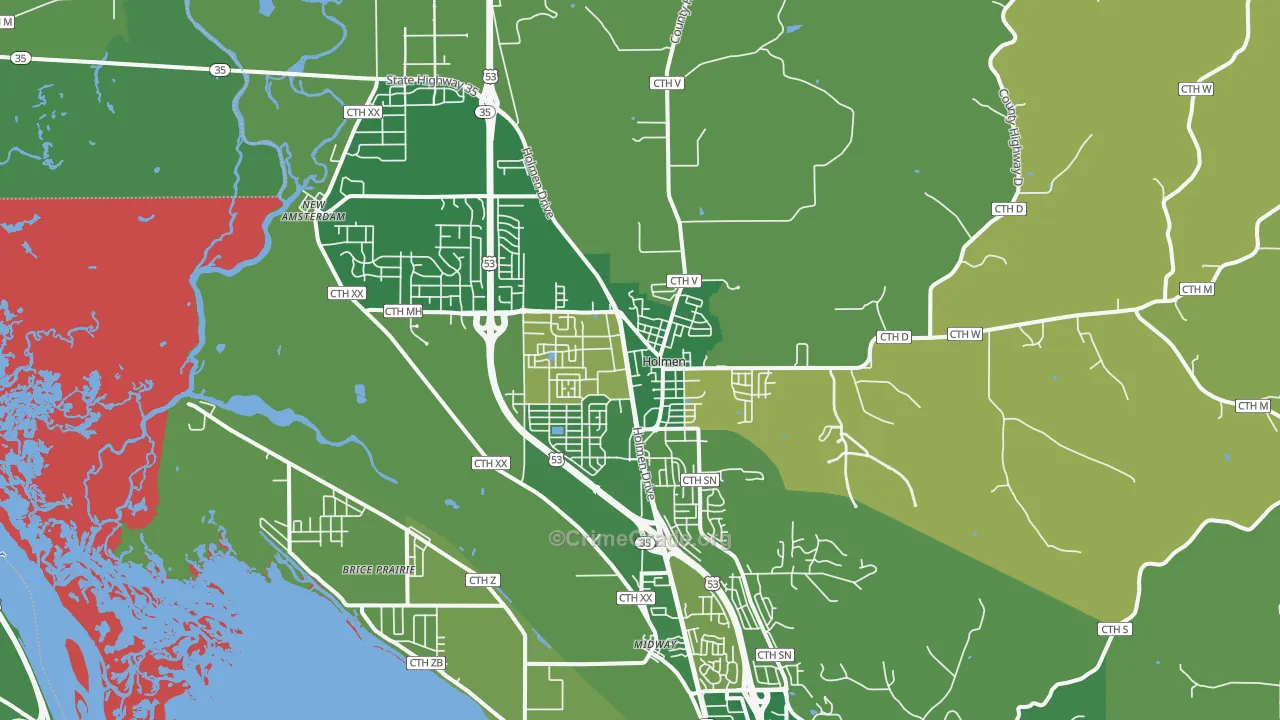Holmen, WI Map of Burglary Rates