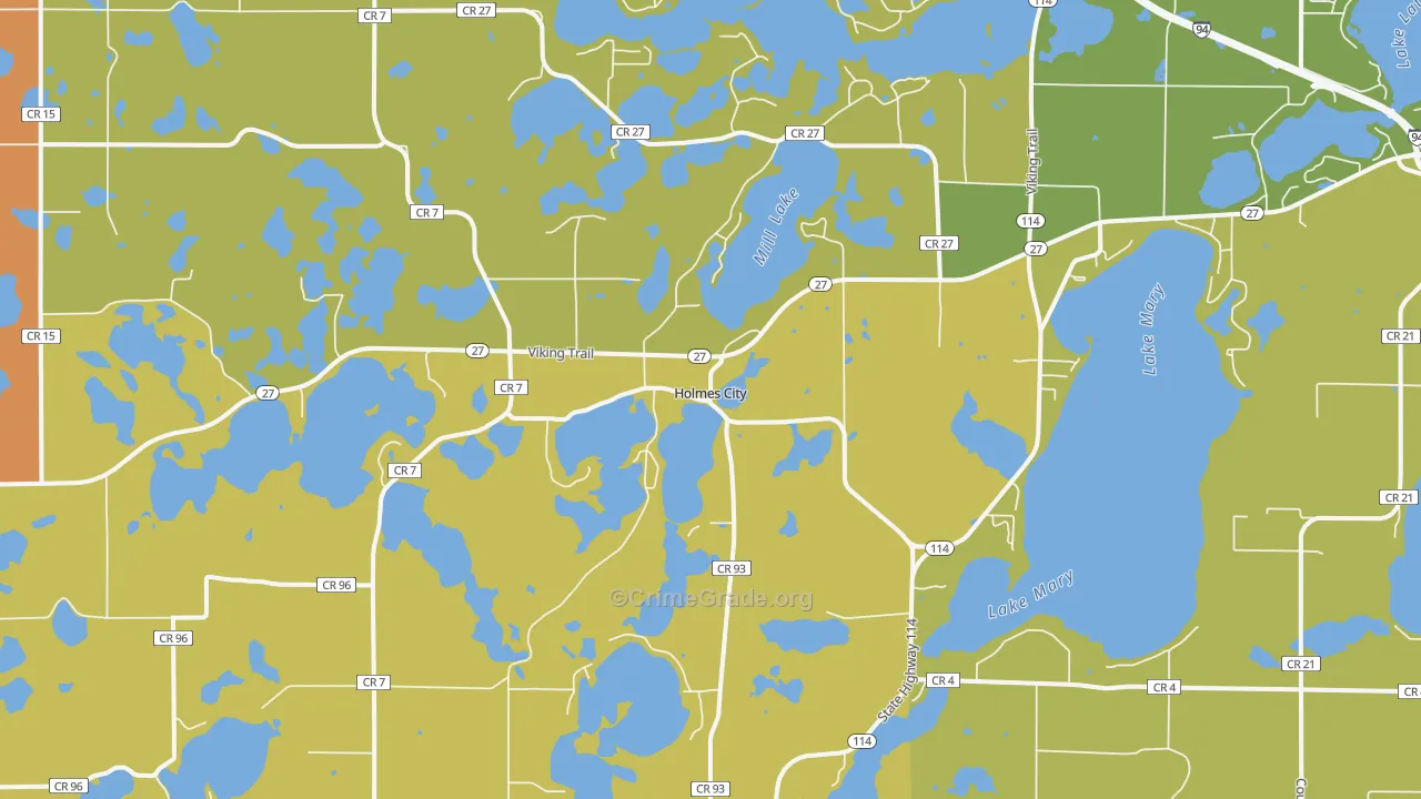Holmes City, MN Map of Burglary Rates