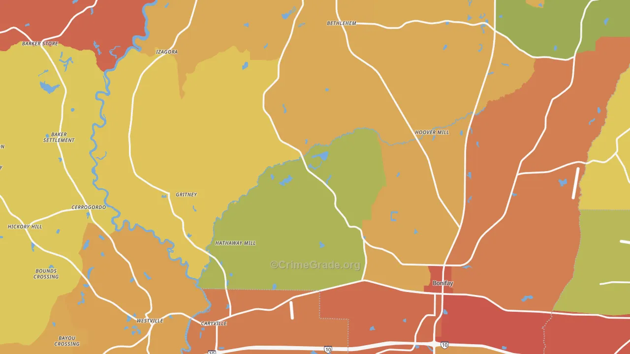Holmes County, FL Map of Burglary Rates