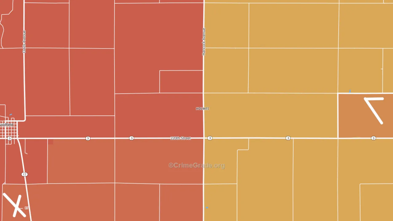 Holmes, IA Map of Burglary Rates