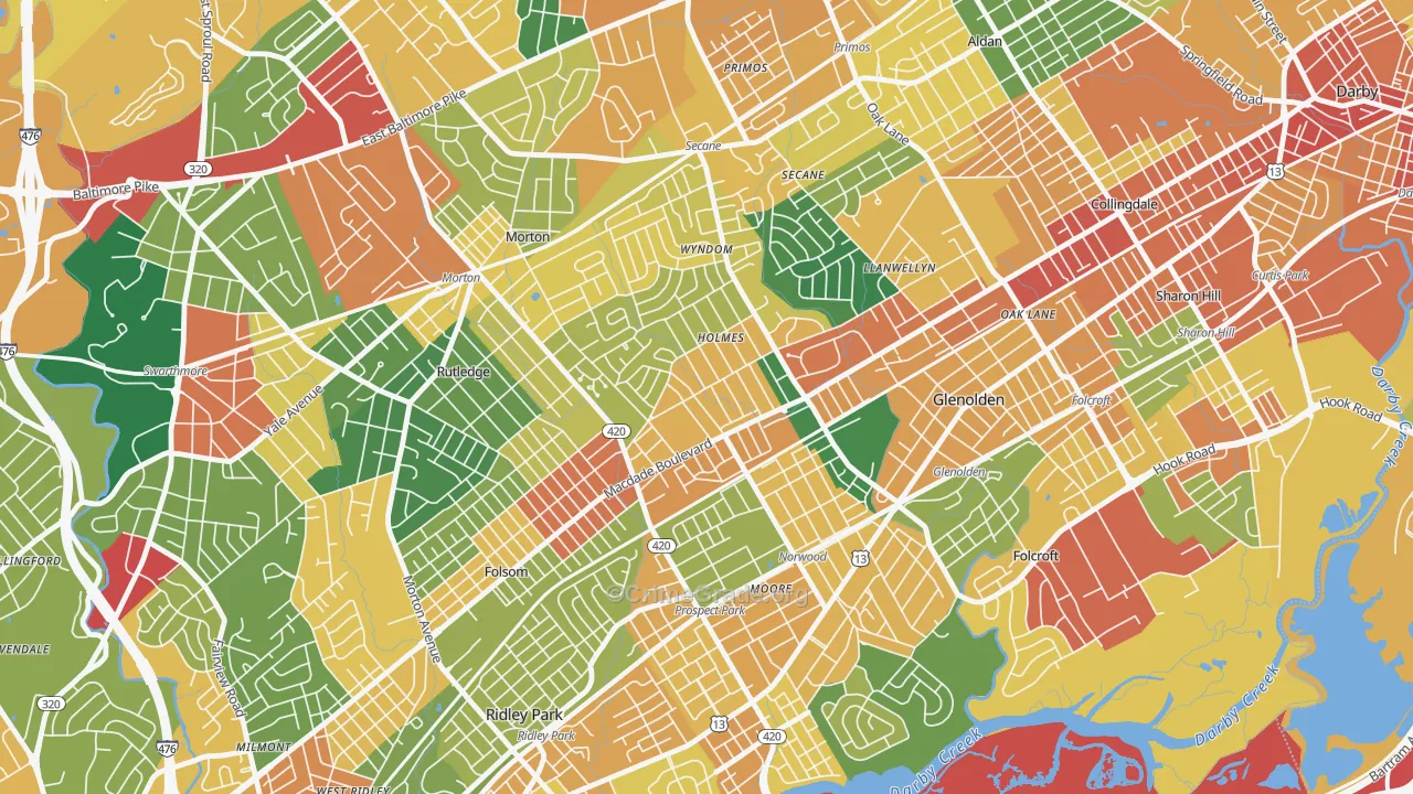 Holmes, PA Map of Burglary Rates