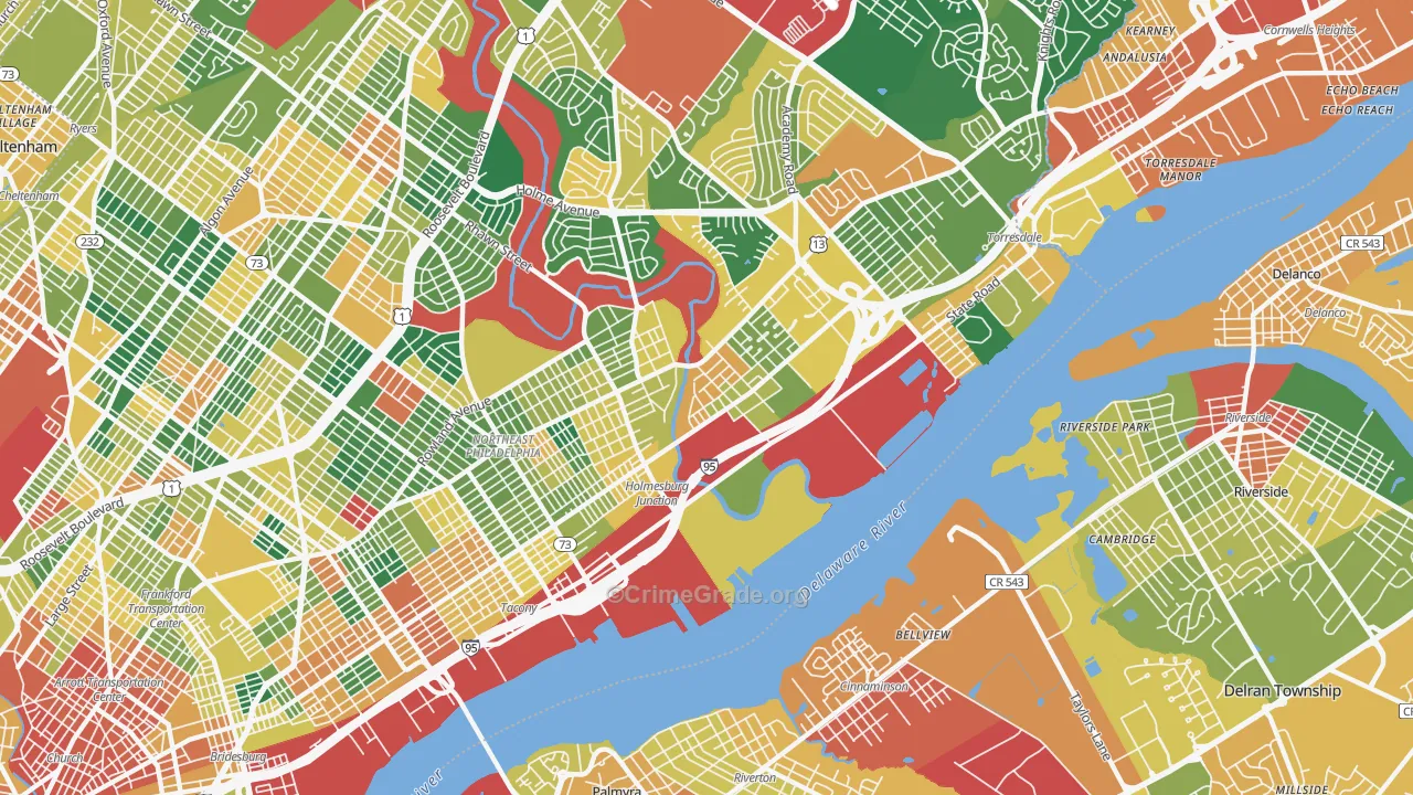 Holmesburg, Philadelphia, PA Map of Burglary Rates