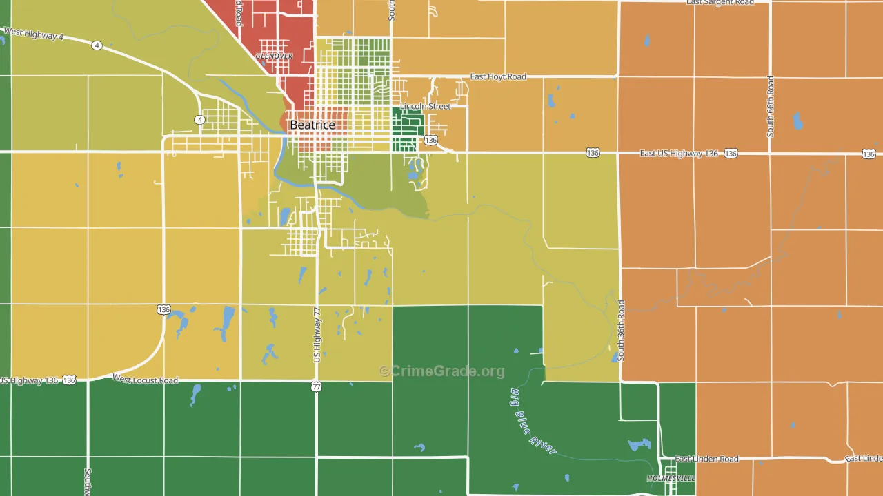 Holmesville, NE Map of Burglary Rates