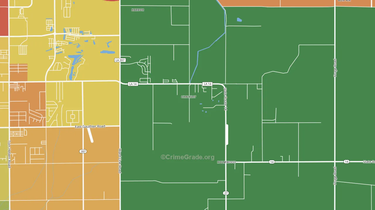 Holmwood, LA Map of Burglary Rates