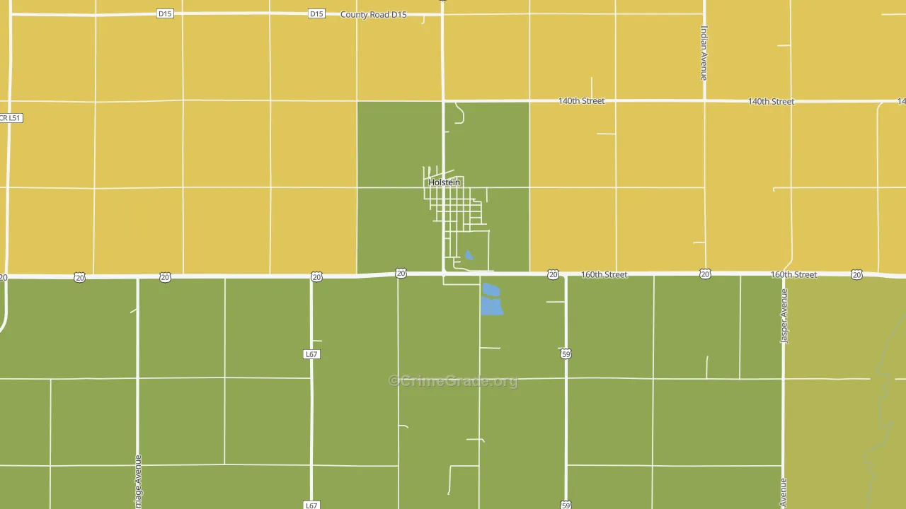 Holstein, IA Map of Burglary Rates