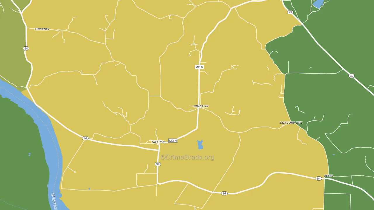 Holstein, MO Map of Burglary Rates
