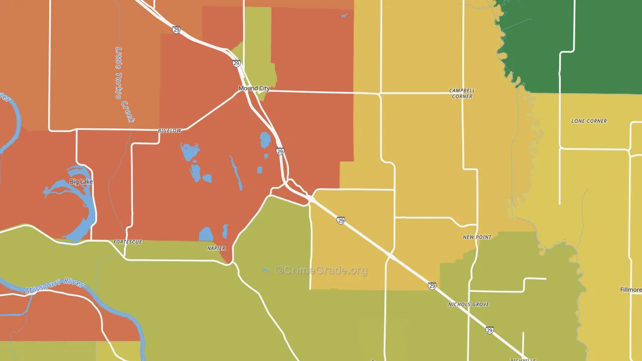 Holt County, MO Map of Burglary Rates
