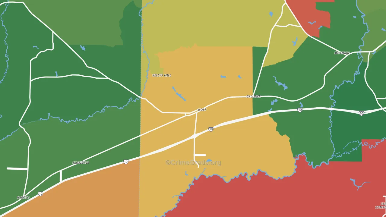 Holt, FL Map of Burglary Rates