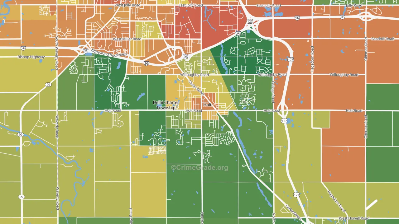 Holt, MI Map of Burglary Rates