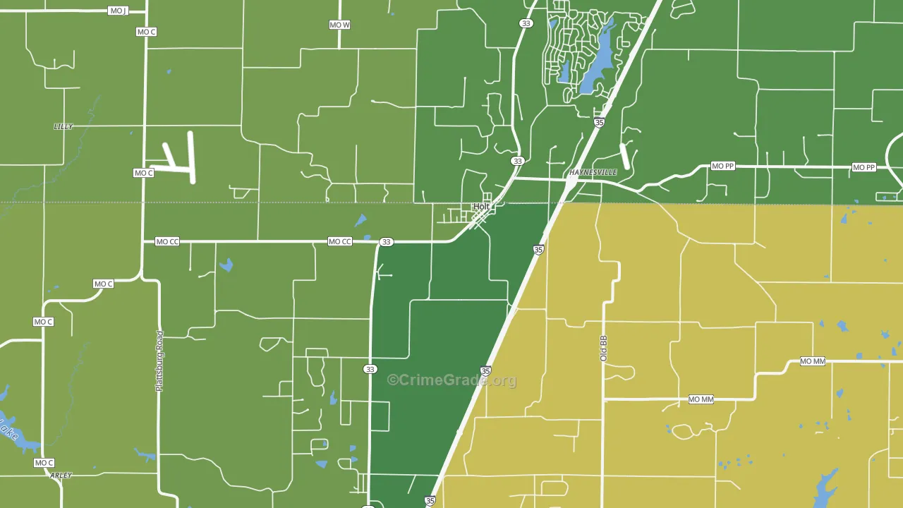 Holt, MO Map of Burglary Rates