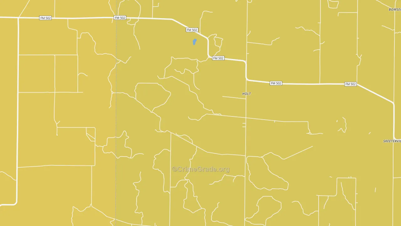 Holt, TX Map of Burglary Rates