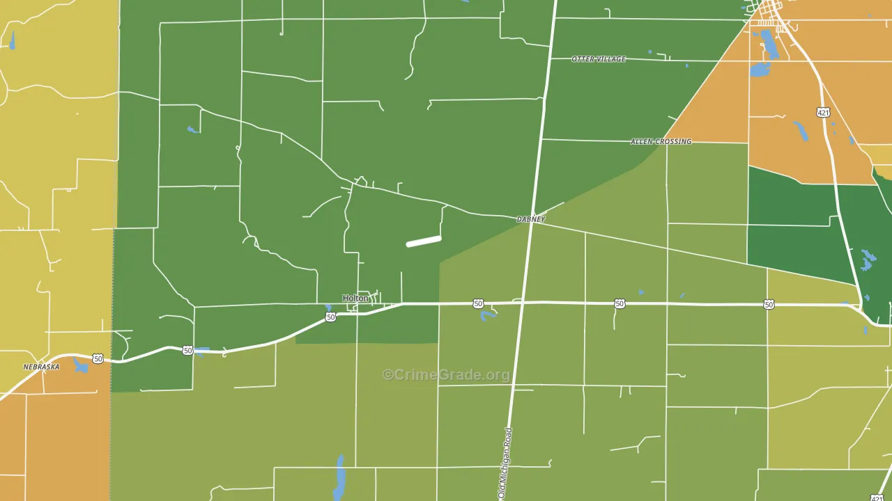 Holton, IN Map of Burglary Rates