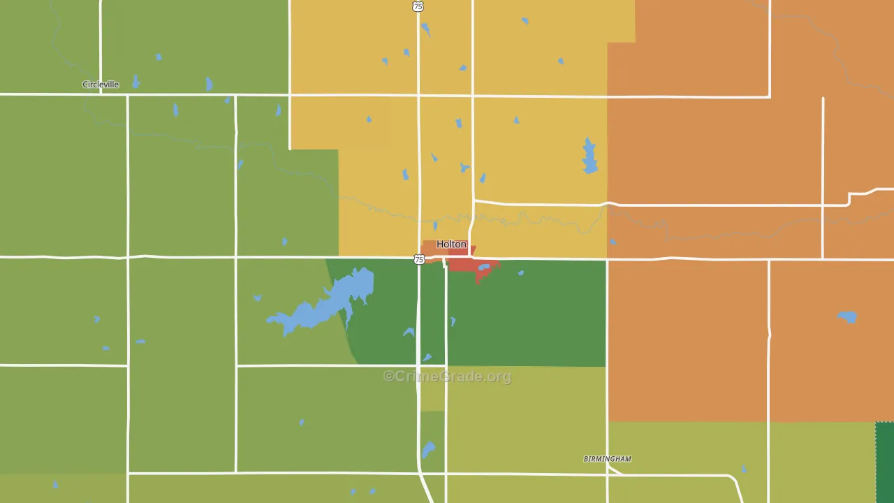 Holton, KS Map of Burglary Rates