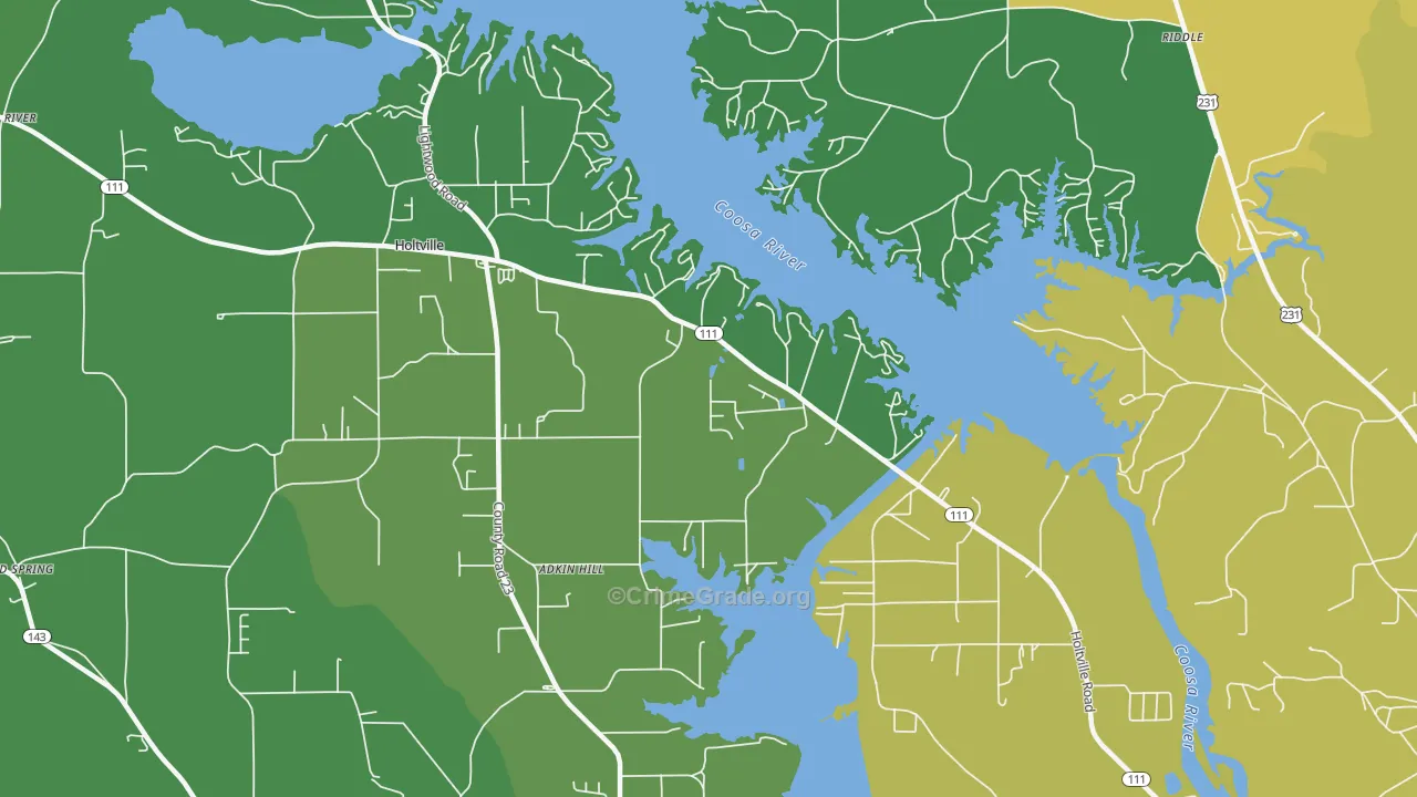 Holtville, AL Map of Burglary Rates