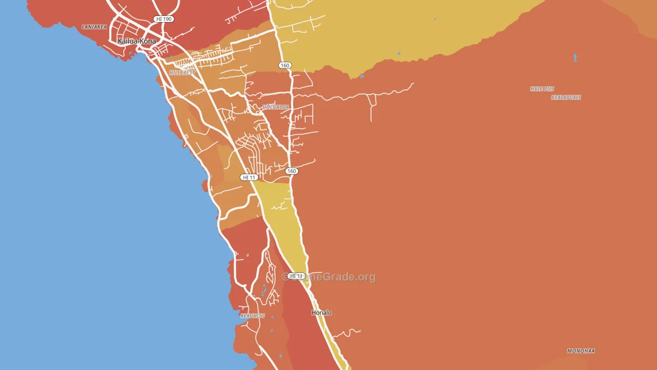 Holualoa, Kailua-Kona, HI Map of Burglary Rates