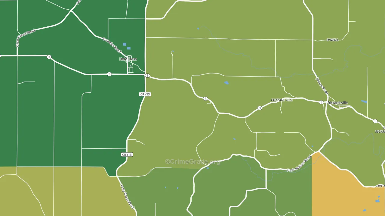 Holy Cross, IA Map of Burglary Rates