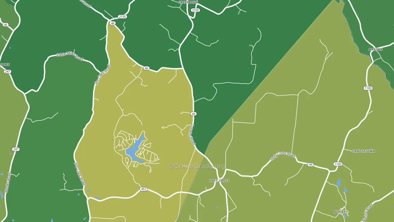 Holy Cross, KY Map of Burglary Rates
