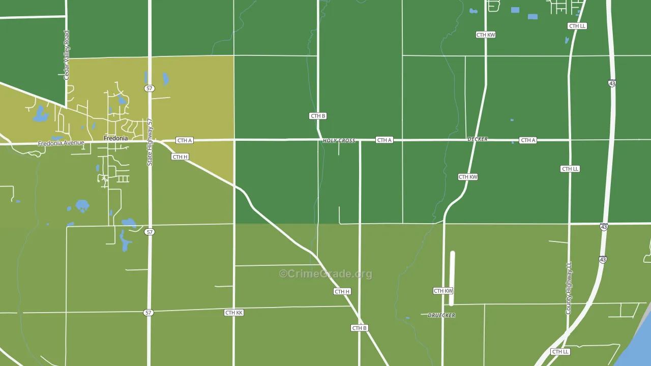 Holy Cross, WI Map of Burglary Rates