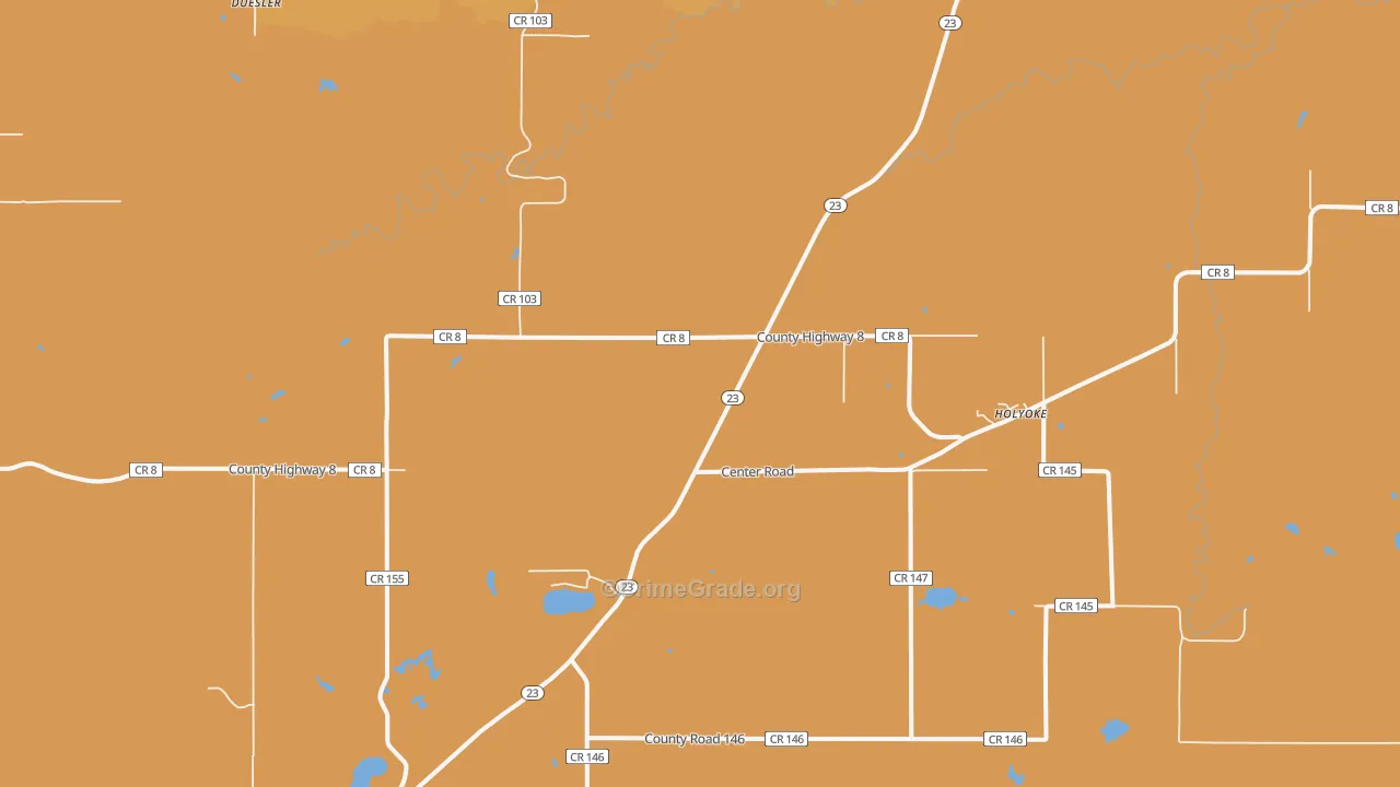 Holyoke, MN Map of Burglary Rates